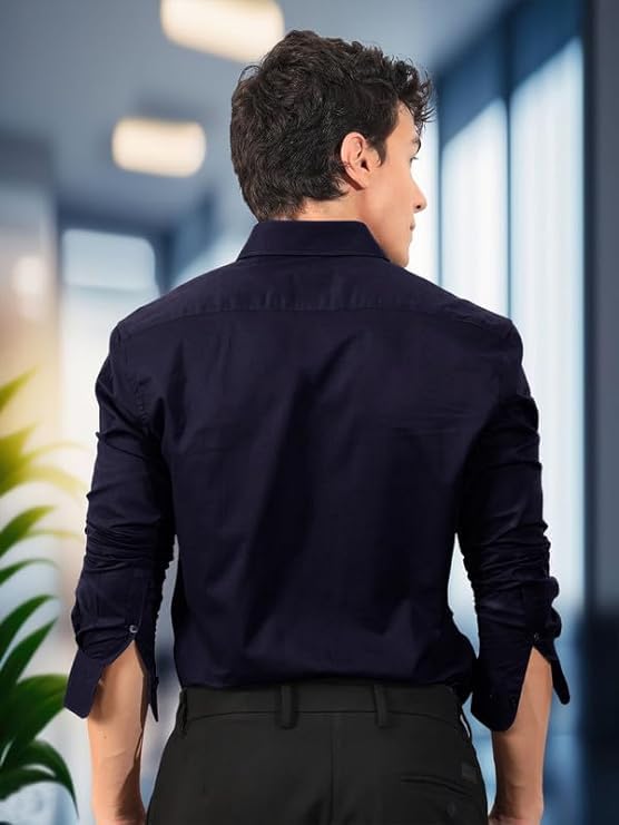 Image of Pinkmint Men's Solid Cotton Formal Shirt | Plain | Full Sleeve - Regular Fit (Available in Plus Sizes and Combo Pack of 2)