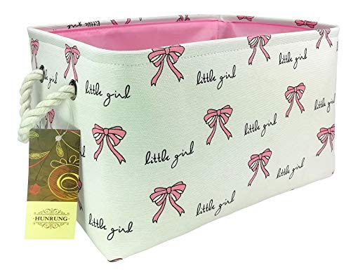 HUNRUNG Rectangle Storage Basket Cute Canvas Organizer Bin for Pet/Kids Toys, Books, Clothes