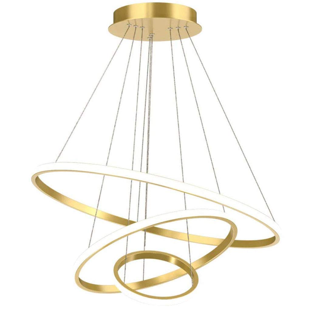 LED Pendant Lamp Modern Design Hanging Lamp Dining Table Ceiling Light 72W Dimmable Chandelier Round Ring Lights Silica Gel Acrylic Ceiling Lamp Living Room Bedroom Kitchen Office Lighting (Gold)
