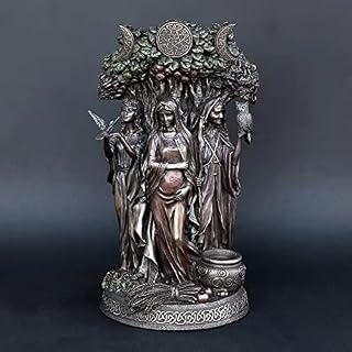 woyada Resin Statues,Danu Irish Triple Goddess of The Tuatha De Danann Bronze Finish Statue for Home Décor Patio Yard Garden,Great Gift(8x8x16CM) (Black)