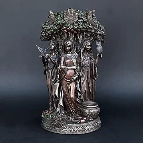 woyada Resin Statues,Danu Irish Triple Goddess of The Tuatha De Danann Bronze Finish Statue for Home Décor Patio Yard Garden,Great Gift(8x8x16CM) (Black)