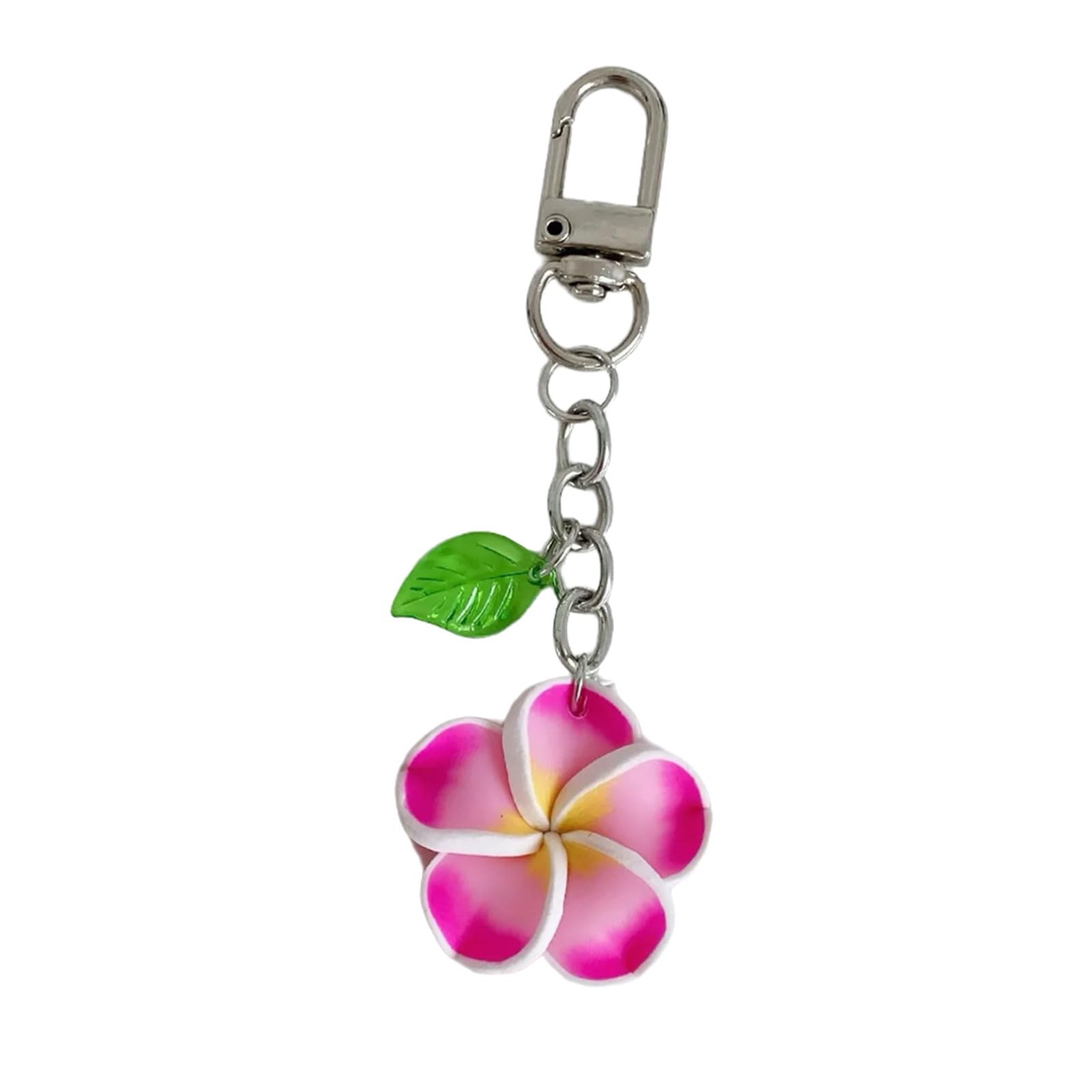 Baodss Sweet Frangipani Floral Pendant Keychain Cheerful Sunflowers Rings Bag Decoration For Women Girls Friend