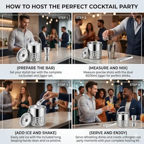 Image of FINALITY Stainless Steel Double Walled Insulated Ice Bucket (SILVER POLISH HONEYCOMB)