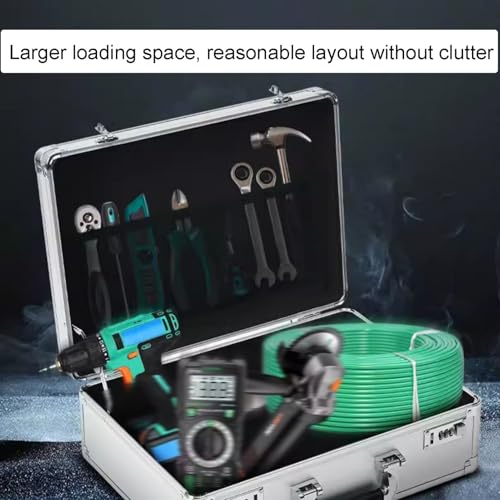 Valigetta argentata in lega di alluminio - Scatola portaoggetti di grande capacità per bagagli, documenti e orologi - Interno morbido, ferramenta resistente, 26 x 14 x 7 pollici - Organizer da viaggio