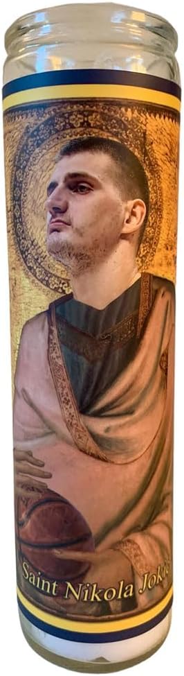 Saint Nikola Jokic Gameday Prayer Candle - Nuggets Decor, Merchandise, and Decoration for True Fan, Man-Cave or Gameday Shrine. Great Birthday or Father's Day Gift.…, White