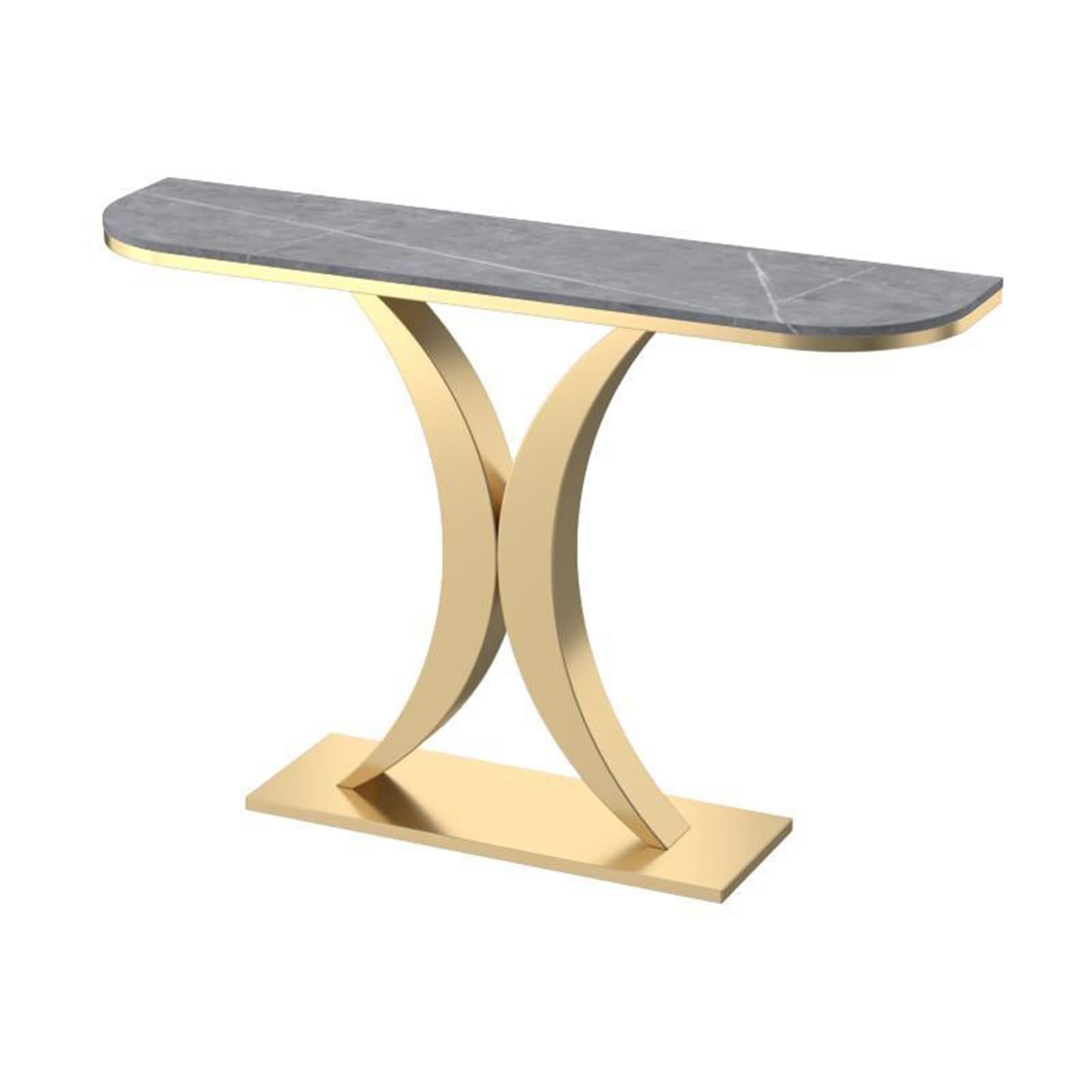 Mesa consola estrecha para recibidor, mesa auxiliar moderna, mesa consola con estructura metálica, mesas auxiliares para pasillo, entrada, vestíbulo, sala de estar, fácil de montar (C, 150 cm/59 pul