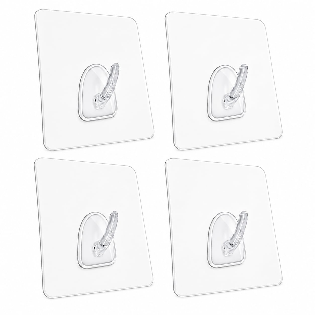 Pack of 4 - Hooks Nano Technology - Stronger Than Suckers - Repositionable Stick Hook to Infinity