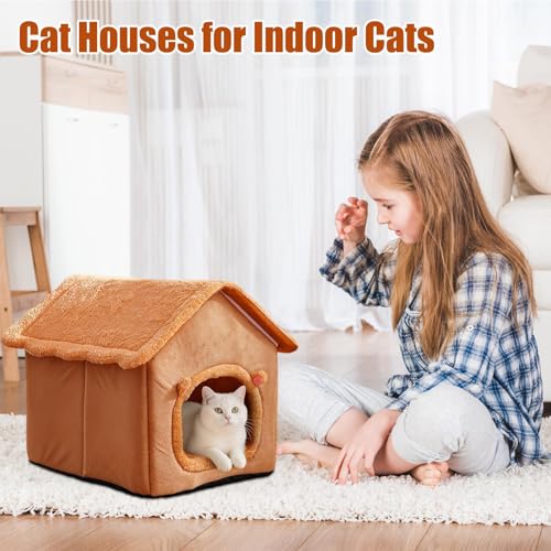 Cama para gatos cueva lavable con cojín extraíble y suave 4