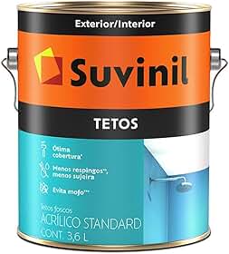 Tinta Acrílica Fosca para Teto 3,6 Litros Branco Neve - 51470671 - SUVINIL - Tinta Acrílica Fosca para Teto 3,6 Litros Branco Neve - 51470671 - SUVINIL