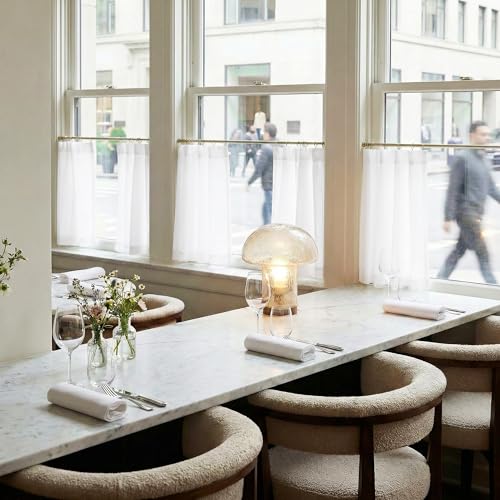 NICETOWN Light Filtering White Cafe Curtains 24 inches Long 2 Panels, Privacy Non-See-Through Airy & Elegant Breathable Window Treatments Short Drapes