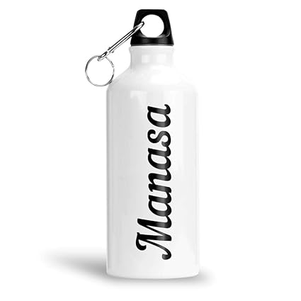 FurnishFantasy Personalised Aluminium White Sipper Bottle 600 ml - Best Personalized Gift for Happy Birthday, Return Gift, Name - Manasa