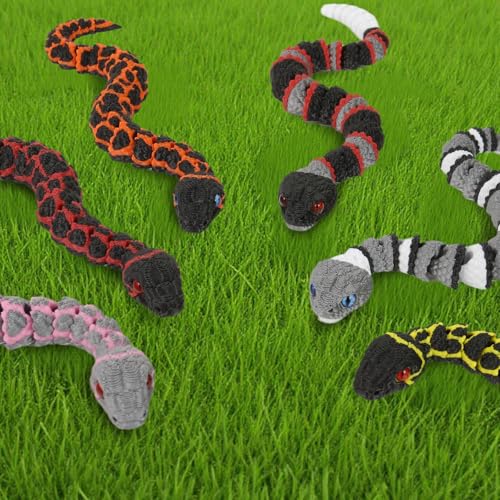 TXB3DOK 3D Printed Snake Toys 6 Pack, Articulated Multicolor Fidget Snakes for Kids, Flexible Desk Pet, Sensory Toy, Collectible Animal Figures, Birthday Gift, 3D Print Toys for Boys Girls - image 6