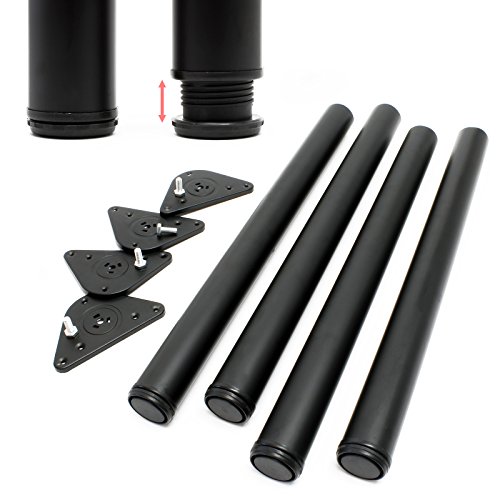 WilTec Pieds de Table Réglables Ø60mm 710mm Noir (Lot de 4)
