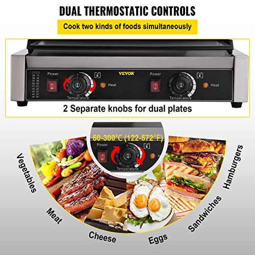 image for Happybuy Commercial Sandwich Panini Press Grill,110V 2x1800W Double Up