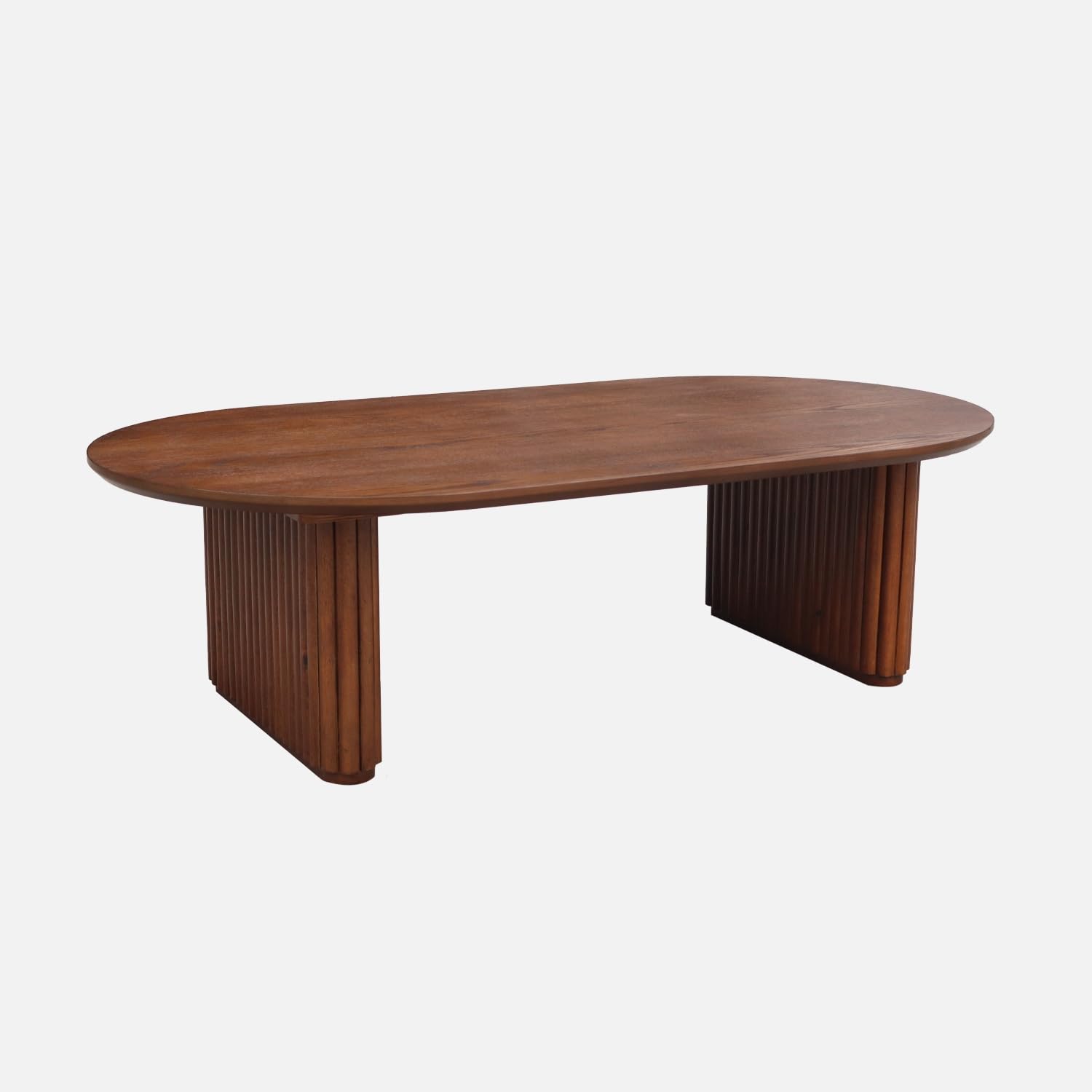 Alice's Garden sweeek - Table Basse Ovale Bois d'hévéa placage chêne Teinte Noyer - L 122 x P 65 x H 35 cm - Gabrielle