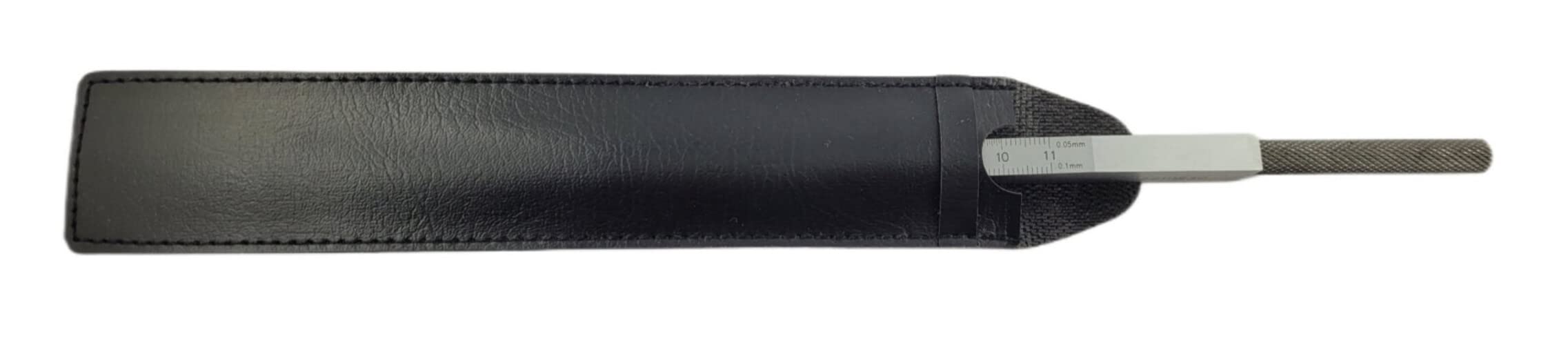 WRS Präz.-Messkeil aus Stahl, mattverchromt, Messbereich 0,5-11 mm, 110 mm lang, Ablesung: unten 0,1 mm/oben 0,05 mm, Skala gelasert, im Etui