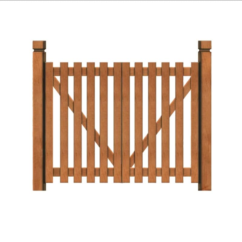 Gartentor aus Holz, Teakfarben, Schutzzaun, P-ition, Wand, doppelte Öffnung, Hoftor, elegant, braun, 117 x 100 cm