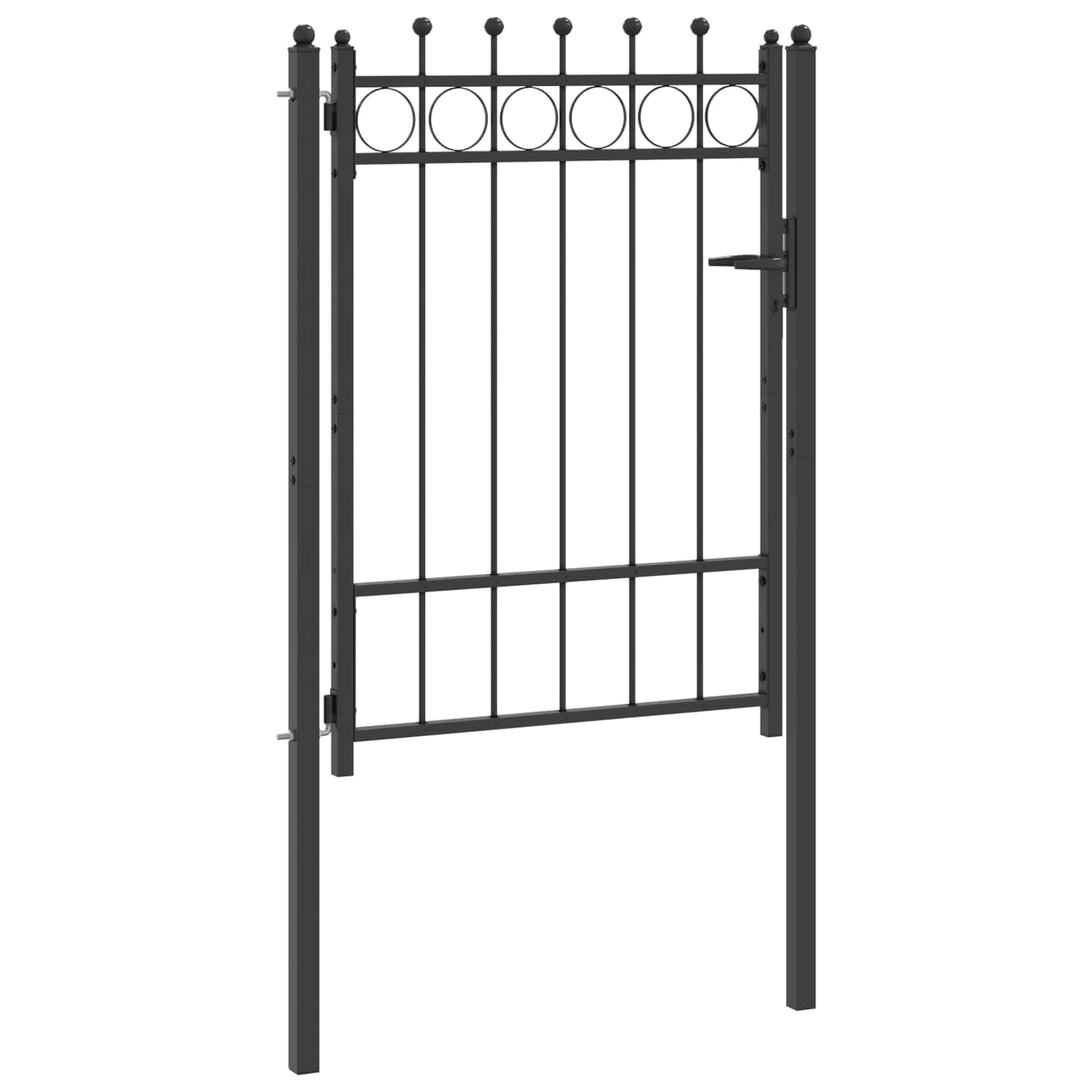 HORST - Cancello per recinzione, 100 x 125 cm, in metallo, nero | Serratura, verniciatura a polvere, design antiscivolo, per giardino e vialetto