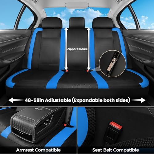 Image of FLORICH Car Seat Covers, Breathable Mesh Automotive Seat Cover Full Sets, Front Seat Covers and Back Seat Cover Universal Car Interior Protectors Cushion for Most Cars&SUV-Black&Blue
