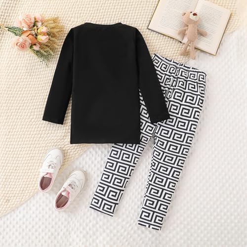 Image of Tween Girl's Letter Print Top + Jogger Pants 2 Piece Outfit Set Kids Clothing, Sizes 6-14 Years