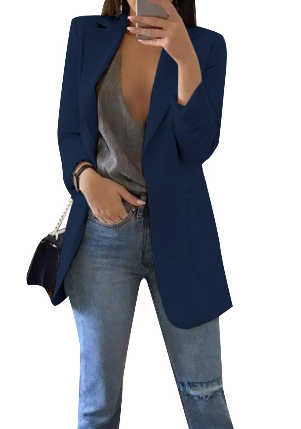 Women Casual Loose Fit Long Sleeve Blazer Cardigan Fashion Plus Size Work Blazer