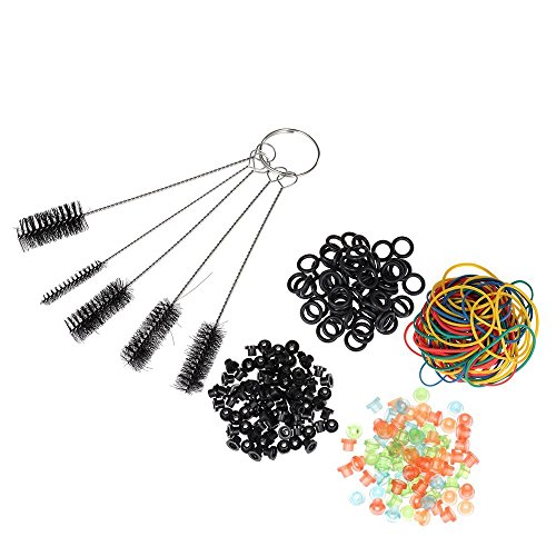 Anself Tattoo Accessory Tattoo Supplies Set, Rubber Bands + Silicone O-rings + Needle Pad Needle + Mouth Brush