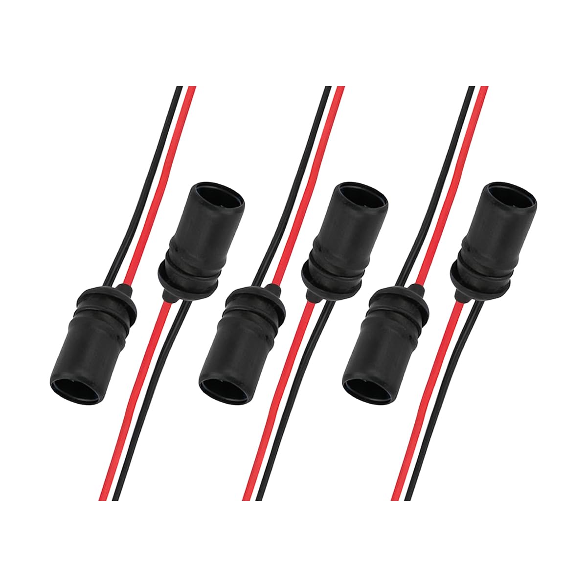 6PCS Car T10 Socket Pre-Wired Connector for Light Bulb, 194 W5W Round Female Socket Pre-Wired Harness Plug Adapter, T10 Extension Harness Plug Replacement, Universal for Vehicles