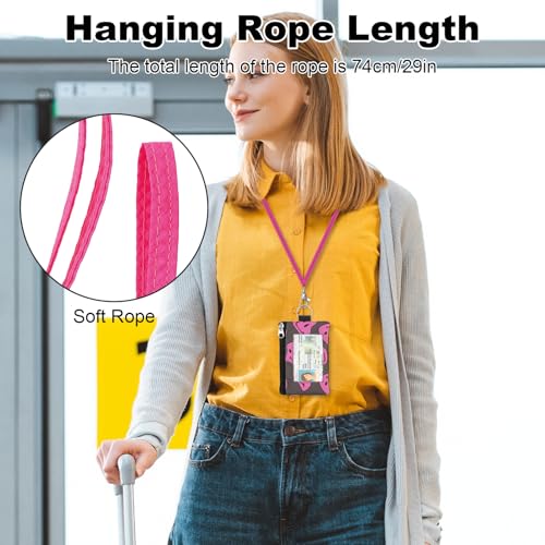 Image of Minimalist RFID Wallet with Lanyard, Multi-functional ID Case with 2 Zipper Pockets and Key Chain for Men and Women, Tactical Badge Pouch Cards Holder, Coin Purse for Travel Sports - Two-Tone