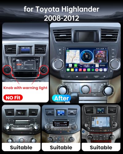 Image of 8 Core 4GB+64GB for Toyota Highlander 2008-2012 Car Radio Stereo Upgrade: Android 15, 9-Inch 1280 x 800 IPS, 5G Wireless CarPlay Android Auto, AM FM RDS, DSP, WiFi 6, GPS, SWC, Backup Camera