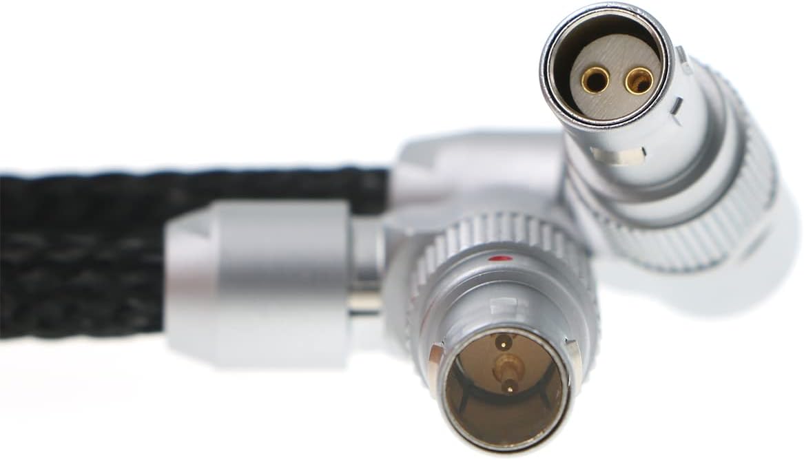 Alvin's Cables for Red-Komodo Rotatable Flexible Power-Cable 2-Pin Female to Adjustable Right-Angle 2-Pin Male Cord