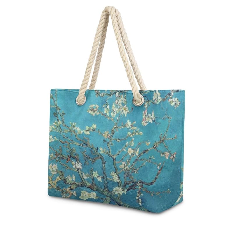 Tote Bag for Women Large Zipper Hobo Totes, Monet Art Canvas Travel Handbag Satchel Work Purses