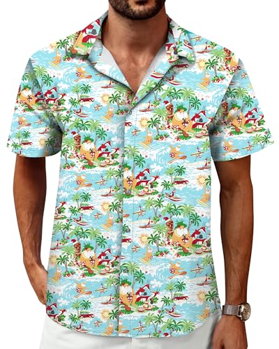 Image of Hawaiian Shirt for Men Tropical Shirts Summer Beach Button Down Short Sleeve Luau Aloha Floral Cruise Vacation Outfit 2026