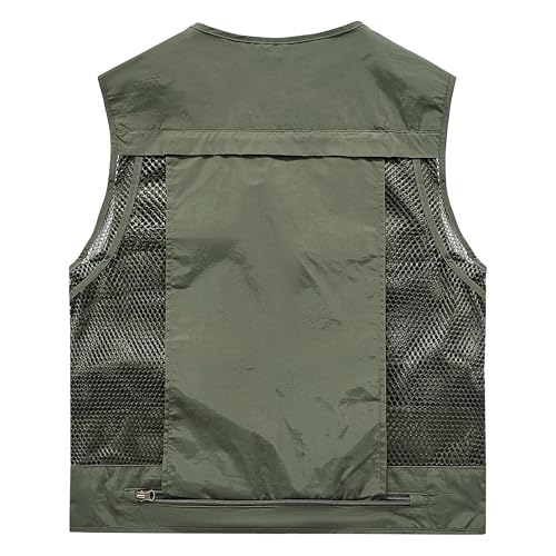 PRIJOUHE Men's Fishing Vest Casual Summer Outdoor Travel Work Safari Vest Lightweight Sleeveless Jacket With Pockets2