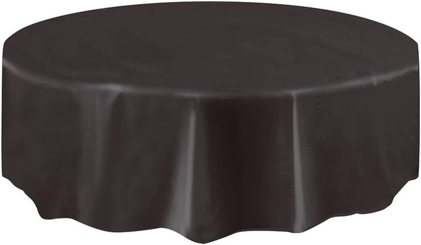 Black Solid Round Plastic Table Cover (84") 1 Count - Elegant Design & Premium Quality, Ideal For Parties, Events & Everyday Use