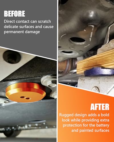 Image of Corvette Jack Pucks, Orange | Billet Anodized Aluminum, Compatible with Corvette C5 C6 C7 C8 & Porsche 911 Boxster Cayman 944 964 993 996 997