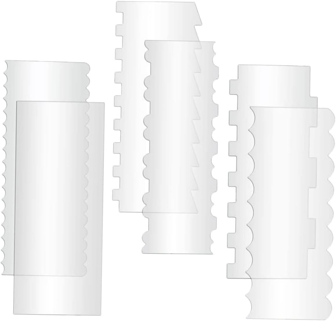 Unomor 6pcs Acrylic Cake Scraper Set Transparent Smoother Tool for Icing Cream and Dough Clean Baking Supplies for Cake Decorating and Diy Desserts