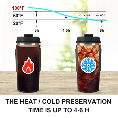 Foto von minghaoyuan Thermobecher, 450ml Kaffeebecher Edelstahl Travel Mug, Doppelwandig Isoliert, Auto Kaffeebecher to Go für Tee, Kaffee, Heißes Kaltes Wasser Kaffee Thermobecher (Schwarz)