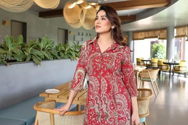 Image of Women's Viscose Printed Straight Kurta with Pant Set, Ethnic Indian Style .Silk-Like Look with Cotton-Like Comfort.