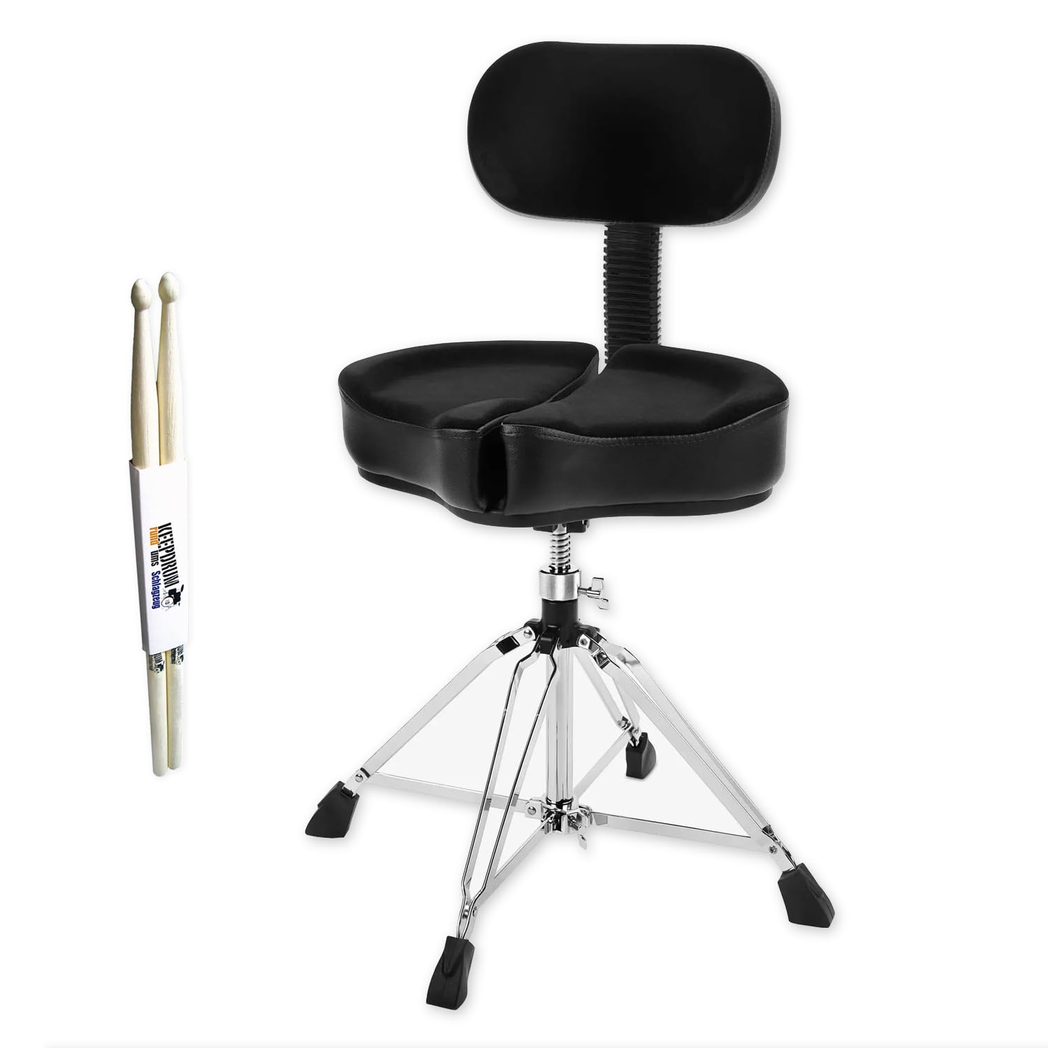 Ahead SPG-BBR4 Schlagzeug Hocker Spinal Glide 4-Beinig mit keepdrum Drumsticks
