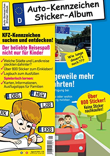 Kinder-Reisespiel KFZ-Kennzeichen Sticker-Sammelalbum fürs Handgepäck,...