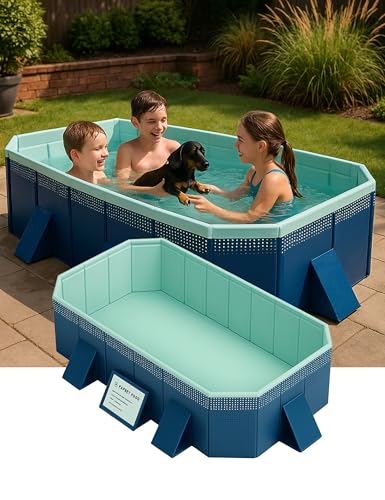 ALLIVING Foldable Swimming Pool for Kids Adults - Non-Inflatable Kiddie Pools for Backyard Garden Outdoor Folding Collapsible Above Ground Dog Pool 100
