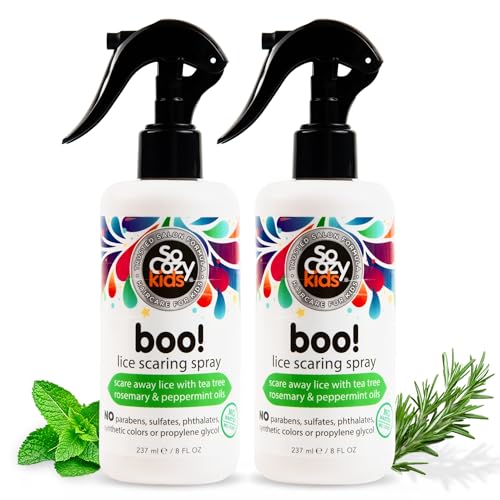 Image of SoCozy Boo Lice Scaring Spray For Kids Hair Effective Lice Treatment (8 Fl Oz Pack of 2) Clinically Proven to Prevent Lice, Conditioning with Tea Tree Oil, Rosemary Oil, Keratin, Paraben, Sulfate Free