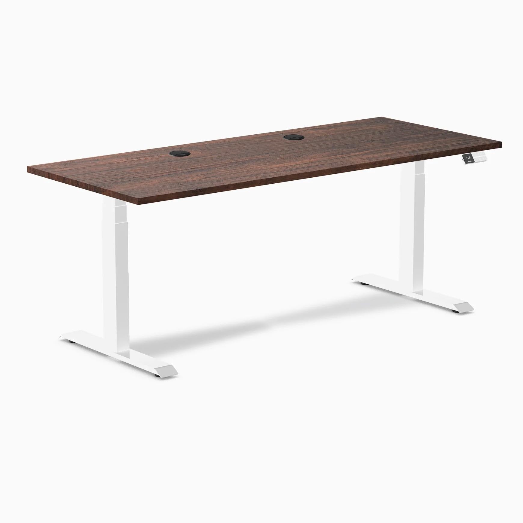 Desky Dual Softwood Sit Stand Desk American Pine 72" Grommets White