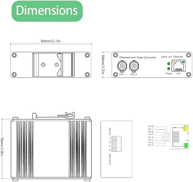 Ethernet Over Coaxial Adapter with PoE+ EOC Converter