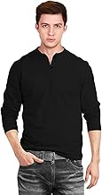Veirdo® Pure Cotton Regular Fit Henley Neck Plain Solid Full Sleeve T-Shirt for Men & Boys (Color Options: Black, Red, Swanwhite, Navy Blue, White, Cork, Green, Maroon, Mustard, Royal Blue)
