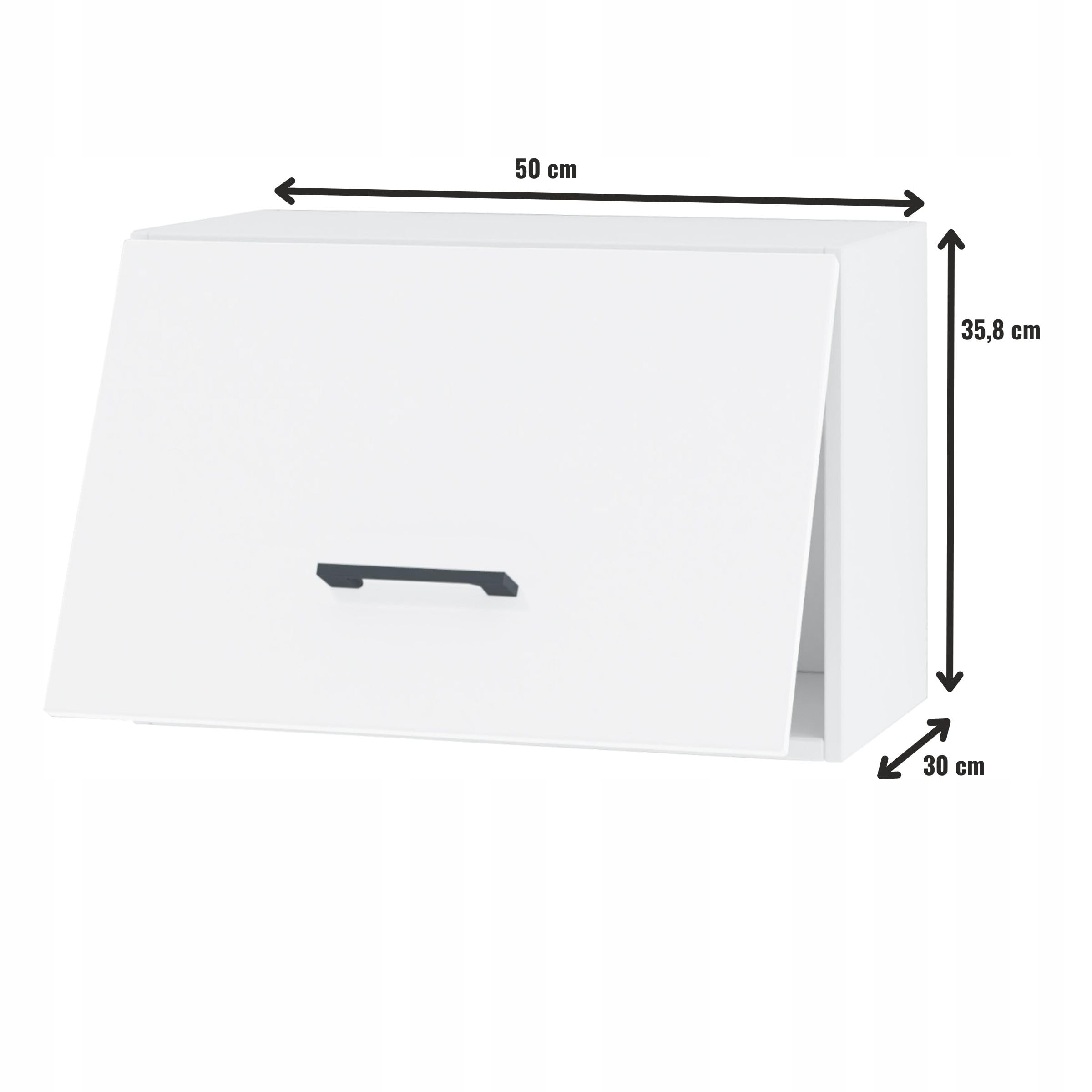 Hängeschrank Küche 50 cm - Kompakter Oberschrank mit Klapptür - praktischer Stauraum - hochwertige Möbelplatte - einfacher Selbstmontage - ideal für kleine und große Küchen (Weiß Matt)