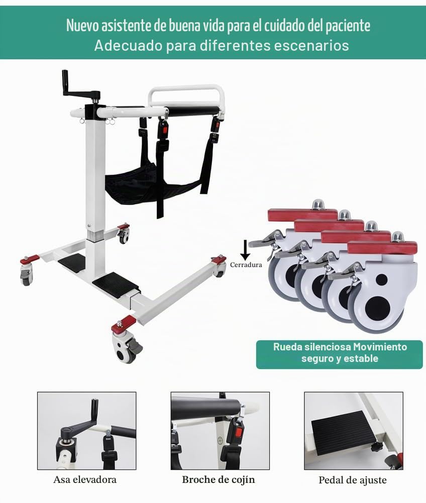 Elevador de Transferencia Manual Altura/Anchura Ajustables, Silla de Transferencia para Pacientes, Elevador Portátil para Discapacitados para Coche, Elevador para Silla de Ruedas