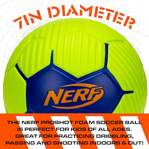 Image of NERF Kids Foam Mini Soccer Ball - Proshot Youth Soft Mini Foam Soccer Ball - 7 inch Inch NERF Indoor + Outdoor for Kids