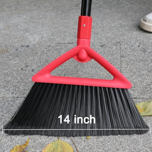Image of Heavy Duty Red Angle Broom with Long Handle - 3 Pack