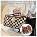 Vintage Makeup Bag for Women Portable Retro Checkered Pattern Cosmetic Organizer Patchwork Style Pillow Storage Pouch Skincare Storage Bag Large Capacity Elegant Handheld Waterproof Handbag (Brown)